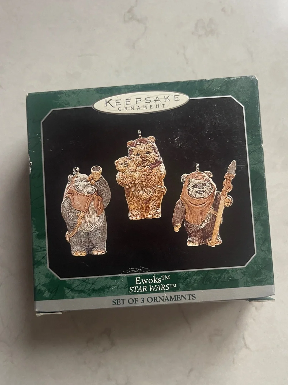 1998 Hallmark Keepsake Star Wars Ewoks Set of 3 Miniature Ornaments NIB